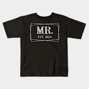 Mr Est. 2024 Couples Matching Mrs & Mr Kids T-Shirt